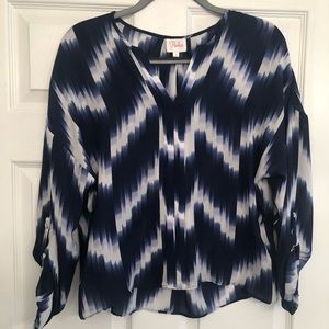 Parker blue and white silk top